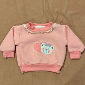 Vintage Baby Girl Pink Lace Collar Cat Heart Sweatshirt